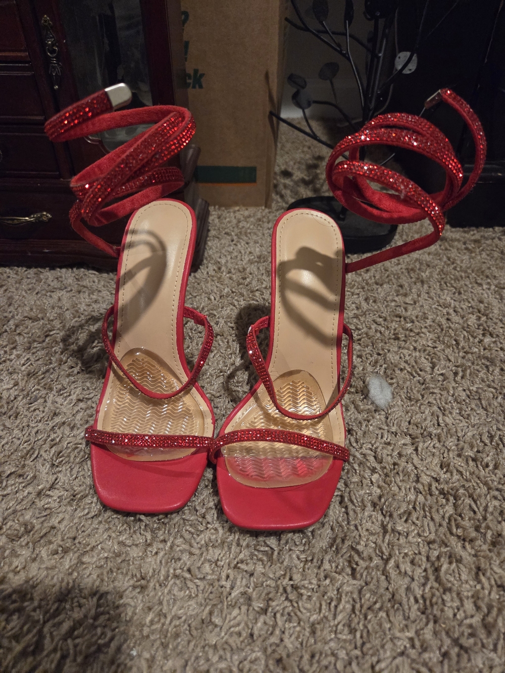 Sz 36 Red Women's Strappy High Heel Sandals - Brand